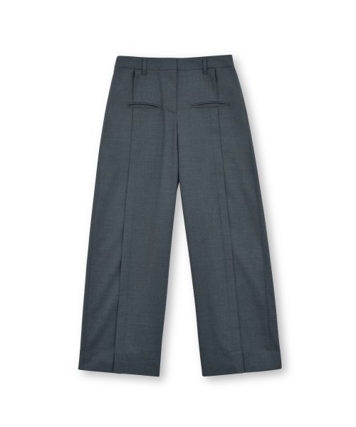 W Wool Wide Pants, Charcoal