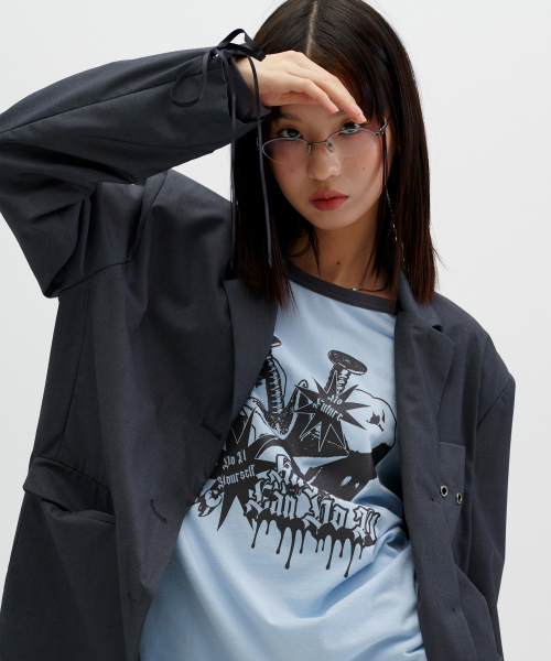 EYELET POINT BLAZER [GREY]