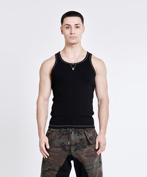 CONTRAST BACK LOGO SLEEVELESS - Black