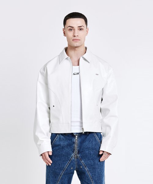 Bulky Leather Jacket - White