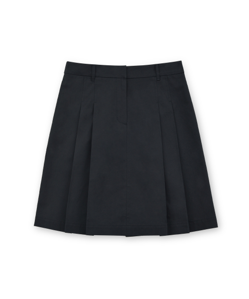 W Pleats Skirt, Black