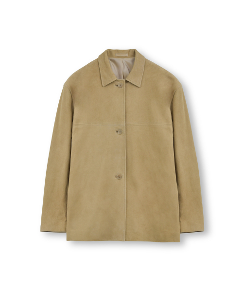 W Suede Half Coat, Beige