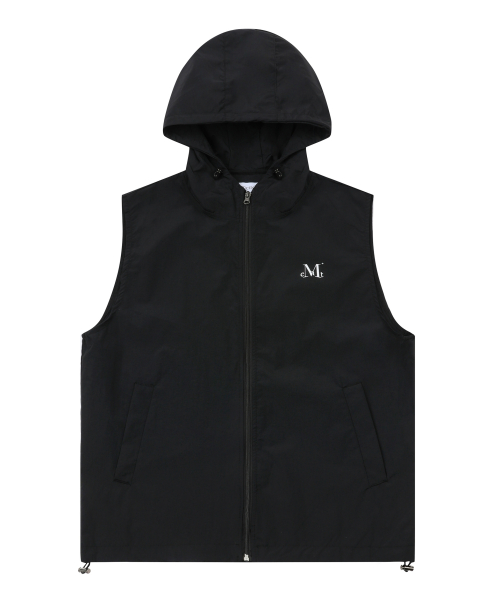 Tech nylon hood vest (Black, Charcoal)