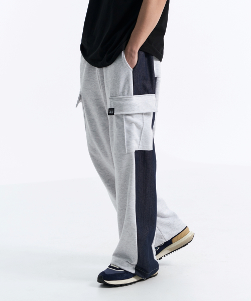 Mix wide string cargo pants (Gray, Black)