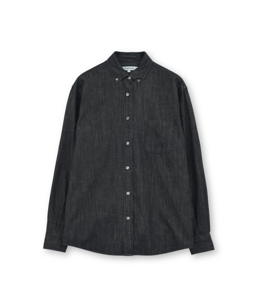 W Button Down Denim Shirt, Black