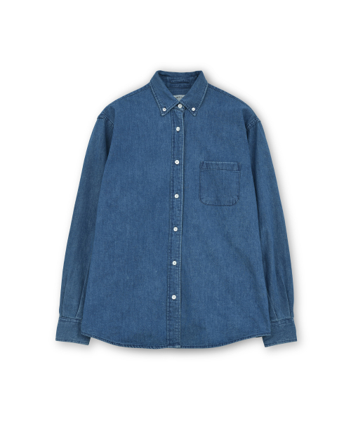 W Button Down Denim Shirt, Blue