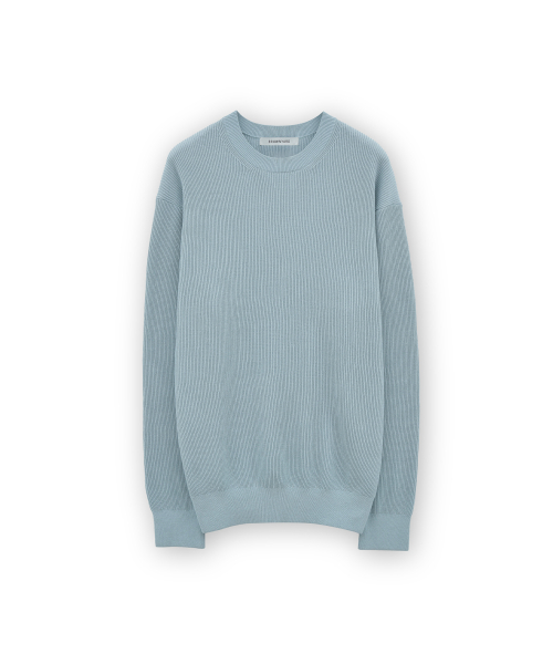High Density Crewneck Knit, Blue Grey