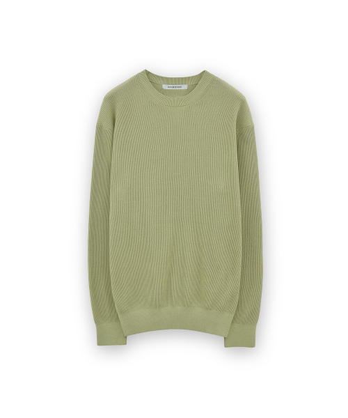 High Density Crewneck Knit, Olive Grey