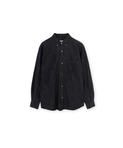 Button Down Denim Shirt, Black