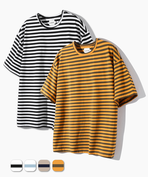(ASI) LAYERING STRIPE HALF T-SHIRT_4 COLOR
