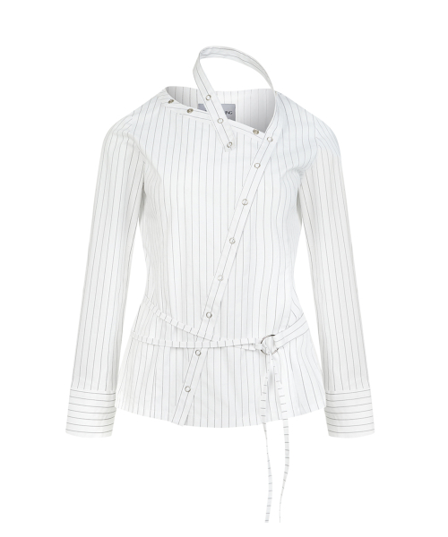 Diagonal Neck Strap Shirts (WHITE)