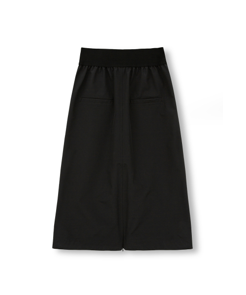 W Shirring Skirt, Black