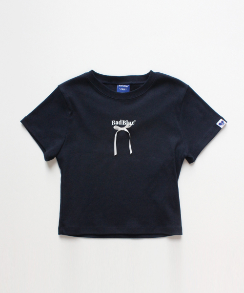 Ribbon Logo Slim Tee Navy
