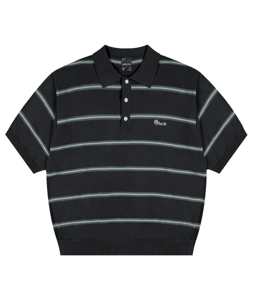 GNT016 몹스터 스트라이프 카라 니트 (CHARCOAL GRAY)