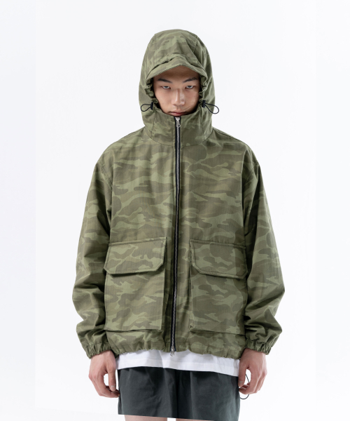 CAMO POCKET 2WAY WINDBREAKER KHAKI