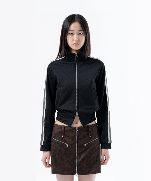 RING TAPE CROP TRACK ZIPUP BLACK