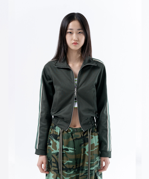 RING TAPE CROP TRACK ZIPUP KHAKI
