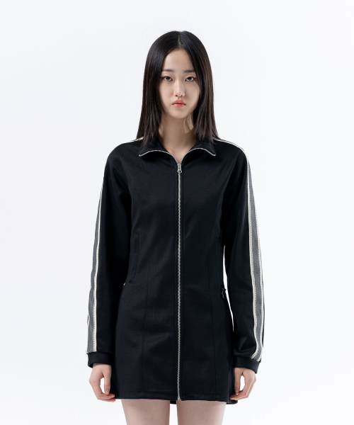 RING TAPE TRACK ONEPIECE BLACK