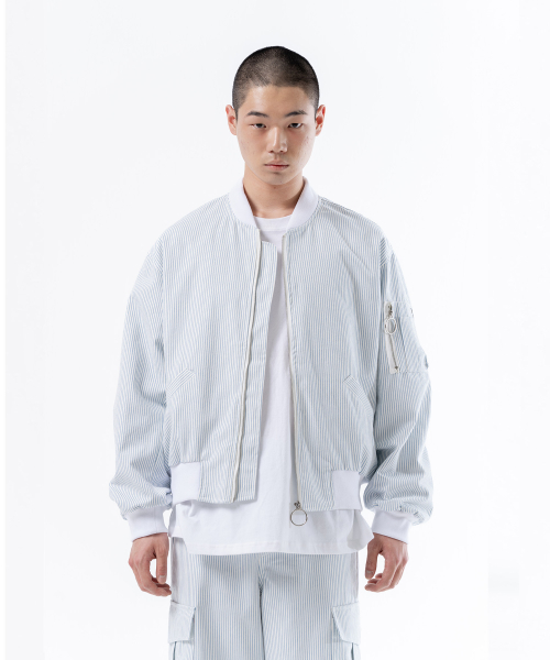 STRIPE BLOUSON JACKET WHITE