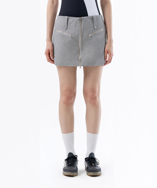 FRONT ZIPPER SKIRT GRAY
