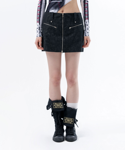 FRONT ZIPPER SKIRT BLACK