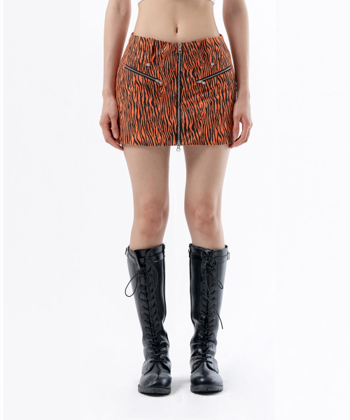 FRONT ZIPPER SKIRT ORANGE