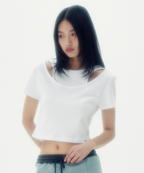 INCISION CROP H/S TEE [WHITE]