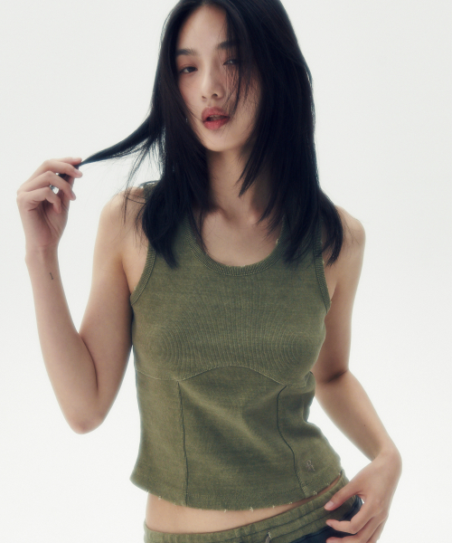 PATCHWORK SLEEVELESS TOP [WHITE]