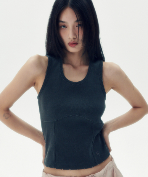 WASHED RACERBACK TOP [CHARCOAL]