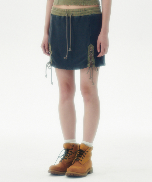 WASHED SWEAT MINI SKIRT [CHARCOAL]