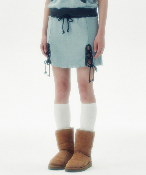 WASHED SWEAT MINI SKIRT [SKY BLUE]