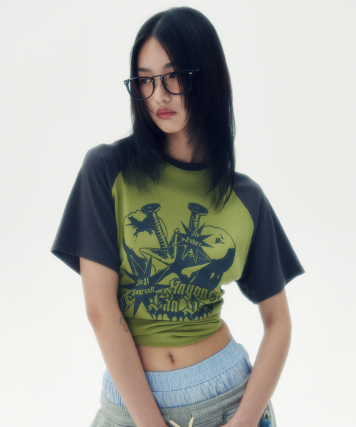 TOOTH RAGLAN H/S TEE [GREEN]