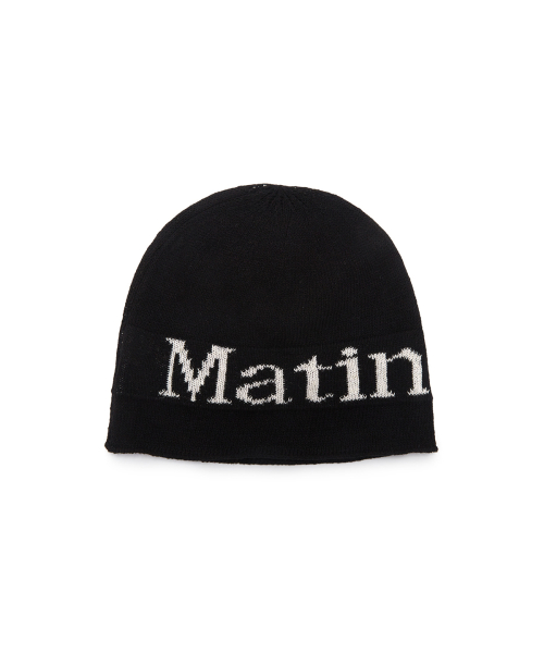LOGO LINEN SHORT BEANIE IN BLACK