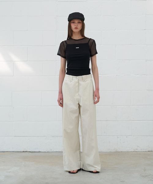 Section Line Wide Pants Cream