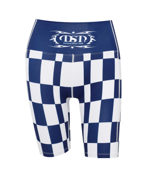 Checkerboard Graphic Biker Shorts Navy
