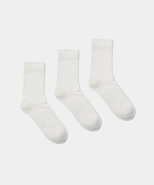 3PACK 에센셜 리브드 삭스 (화이트)