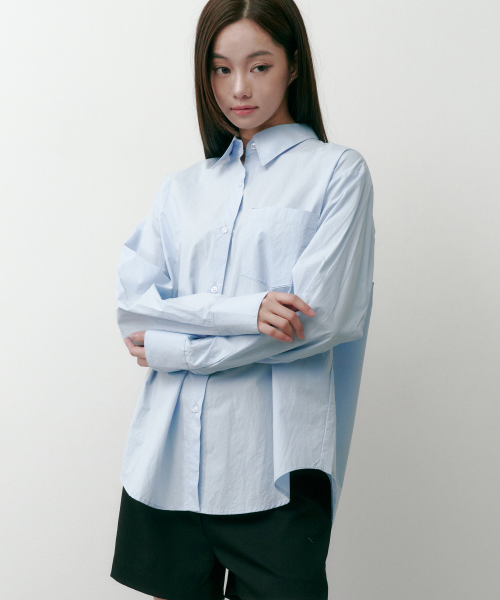 SAC 로고 오버핏 포플린 셔츠 스카이블루 4W2417001