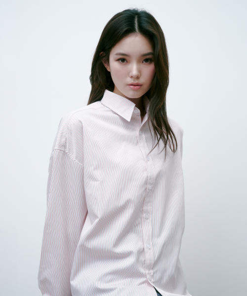 SAC 로고 오버핏 스트라이프 셔츠 핑크 4W2417002