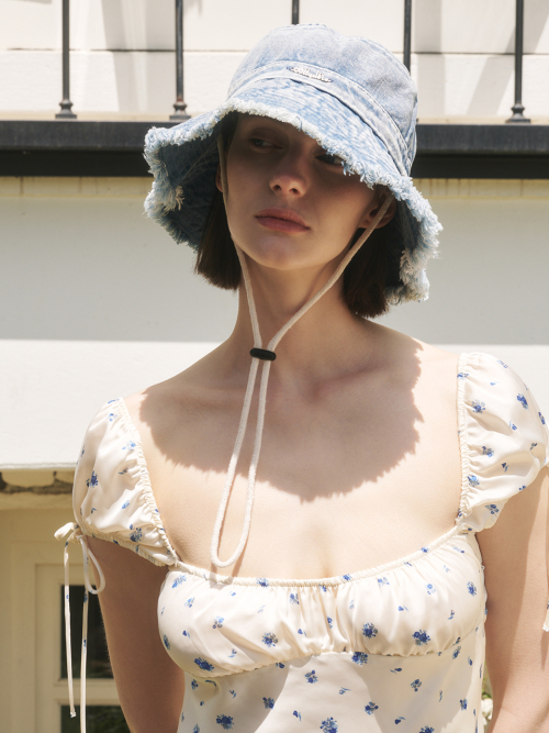 Denim Bleaching Safari Hat (Blue Denim)