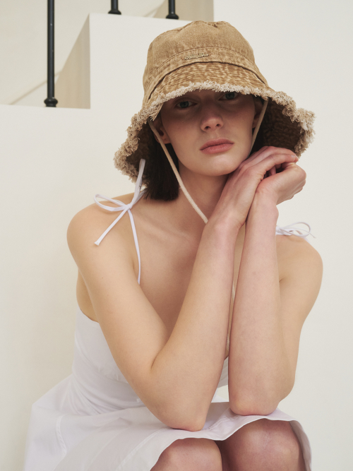 Denim Bleaching Safari Hat (Camel)