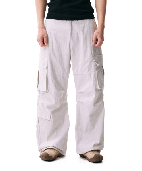 Textured Side Pocket Cargo Pants (Light Gray)