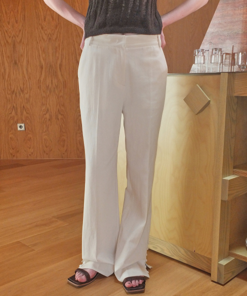 BUTTON SIDE SLIT PANTS - IVORY