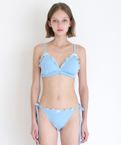 FRILL LACE BIKINI SET / SKY BLUE