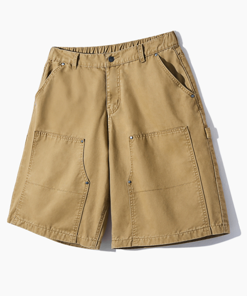 DOUBLE KNEE WORK HALF PANTS_BEIGE
