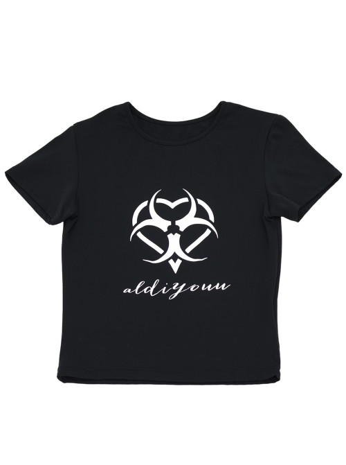 Heart reflex crop Tee (Black)