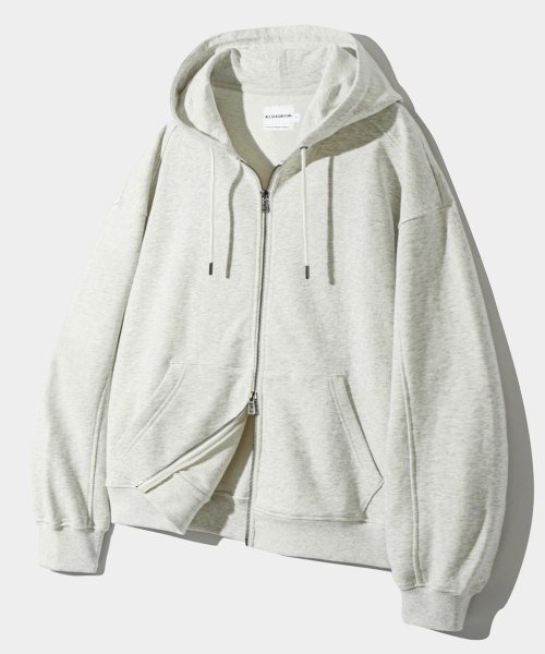 ASI FOUR-SEASON ESSENTIAL SWEAT HOODED ZIP-UP_WHITE MELANGE