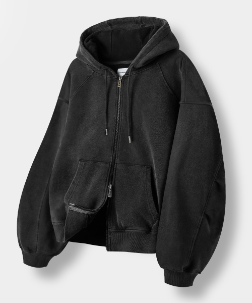 ASI FOUR-SEASON ESSENTIAL SWEAT HOODED ZIP-UP_BLACK