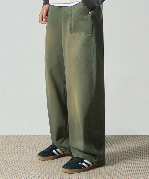 ESSENTIAL FADE WASHING FATIGUE PANTS_OLIVE