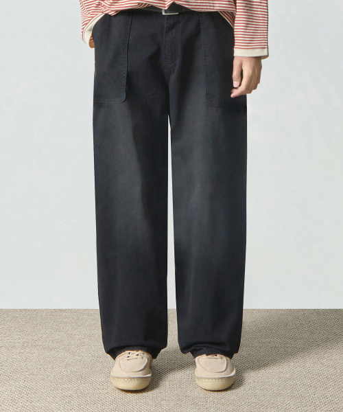 ESSENTIAL FADE WASHING FATIGUE PANTS_BLACK