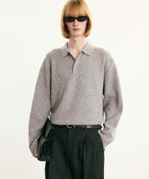 Essential Polo Knit Top (Grey) TNSW5F110G2